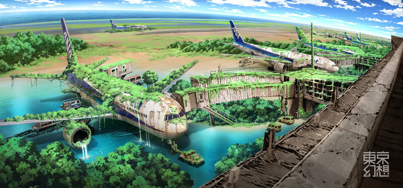 Abandoned airport with overgrown planes