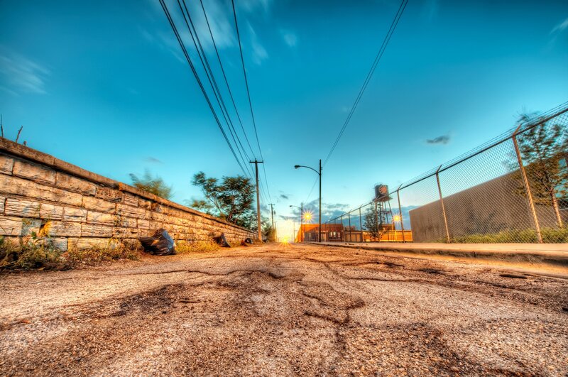Abandoned alley at dusk