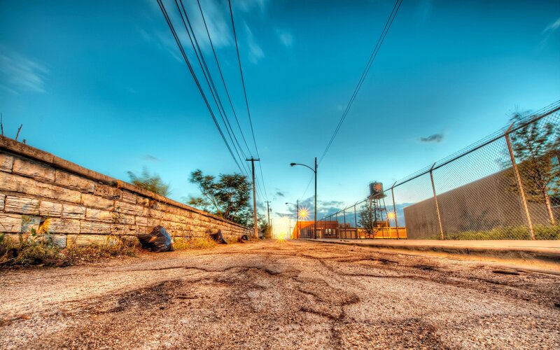 Abandoned alley at dusk