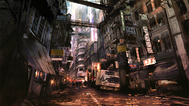 Abandoned Alleyway — Gray, Dramatic, Night