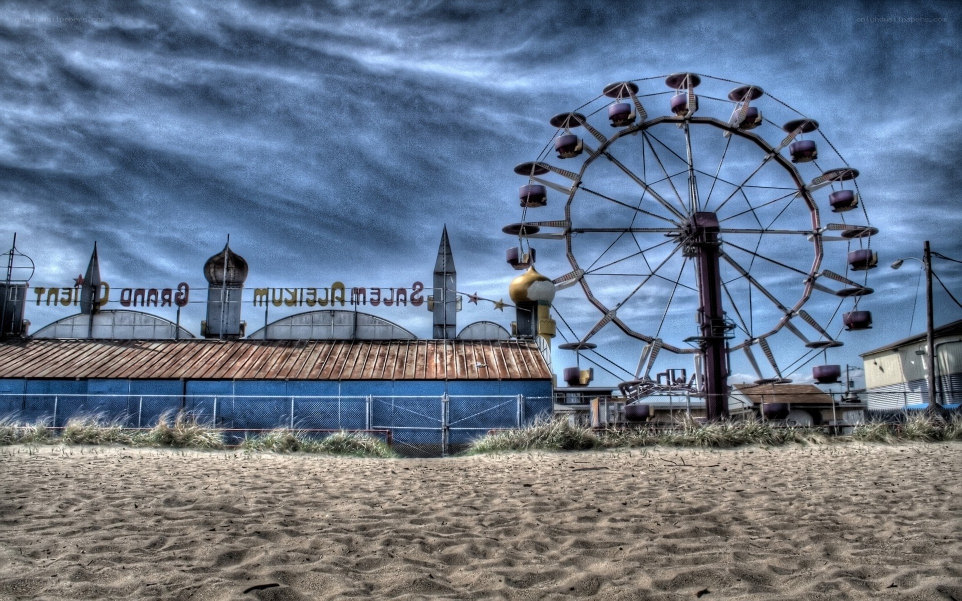 abandoned amusement park on beach