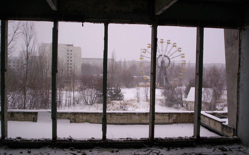 Abandoned Amusement Park — White, Desolate, Winter