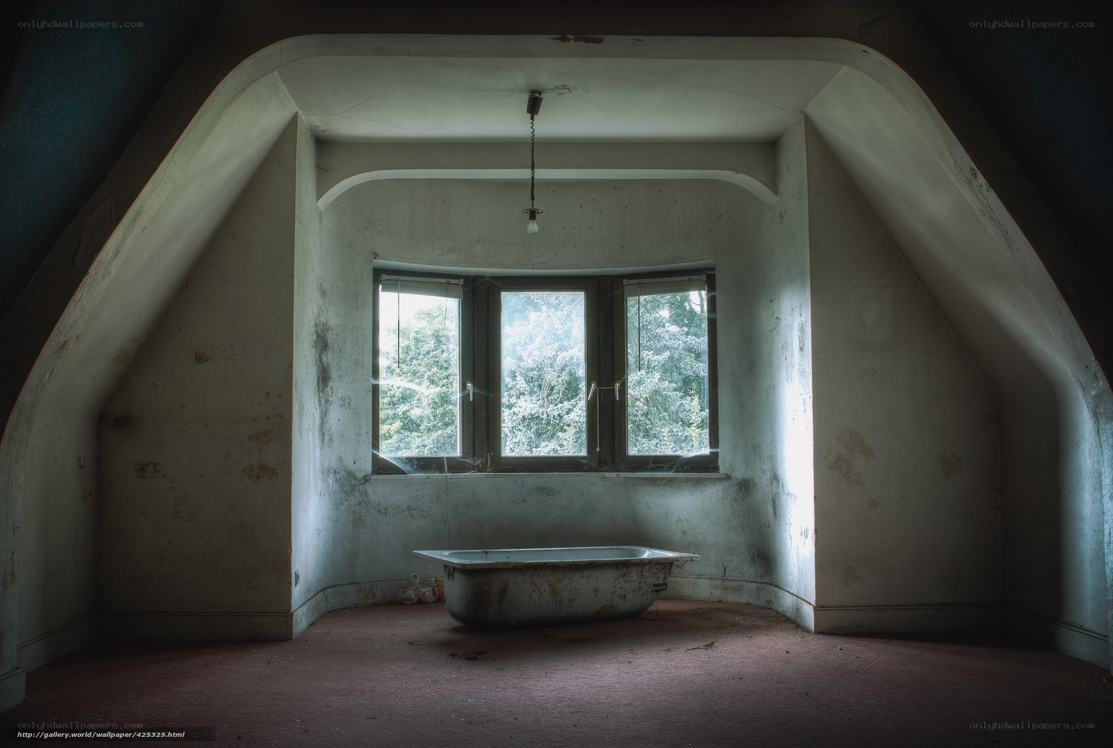 abandoned attic bathroom