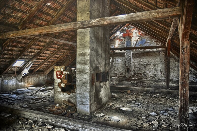 Abandoned Attic Interior — Brown