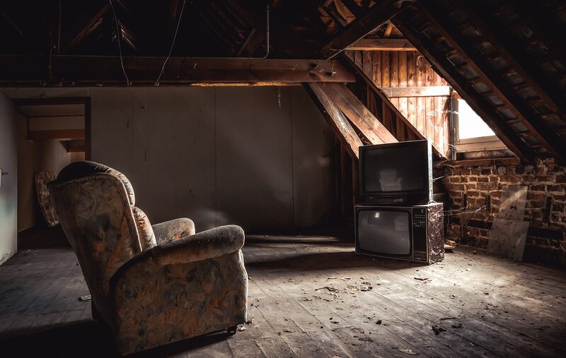 Abandoned Attic Room — Brown, Dramatic, Photograph