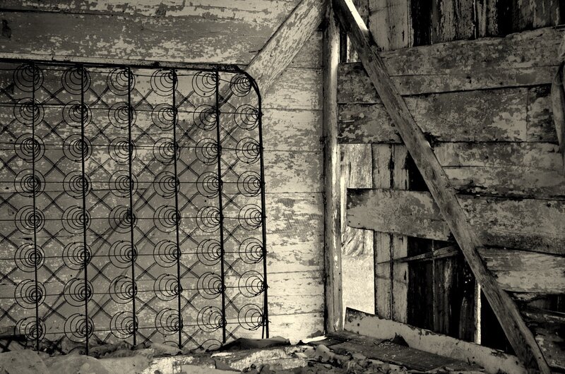 Abandoned attic with mattress springs