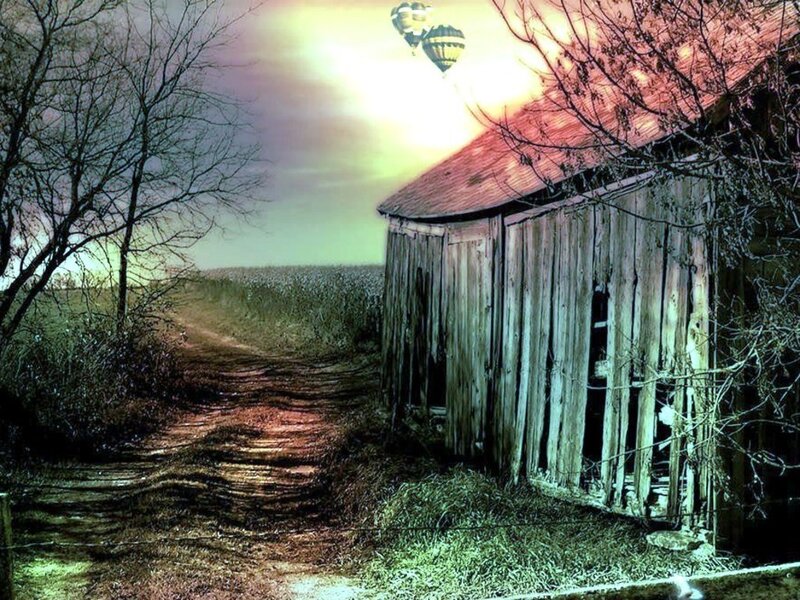 Abandoned Barn at Dusk — Green