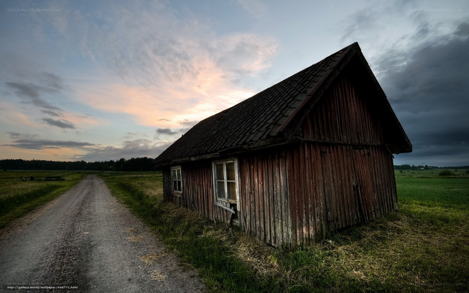 Abandoned barn at dusk