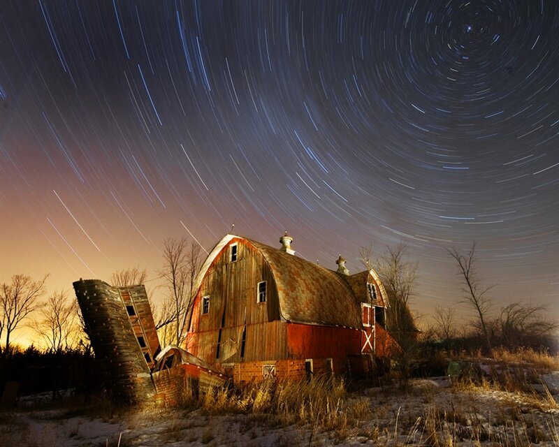 Abandoned Barn at Night — Blue