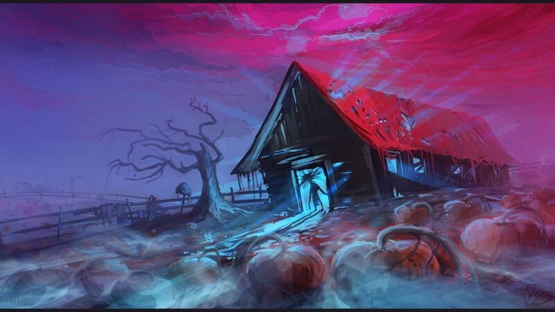 Abandoned Barn at Night — Purple