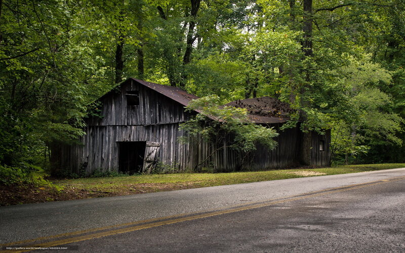 abandoned barn by roadside