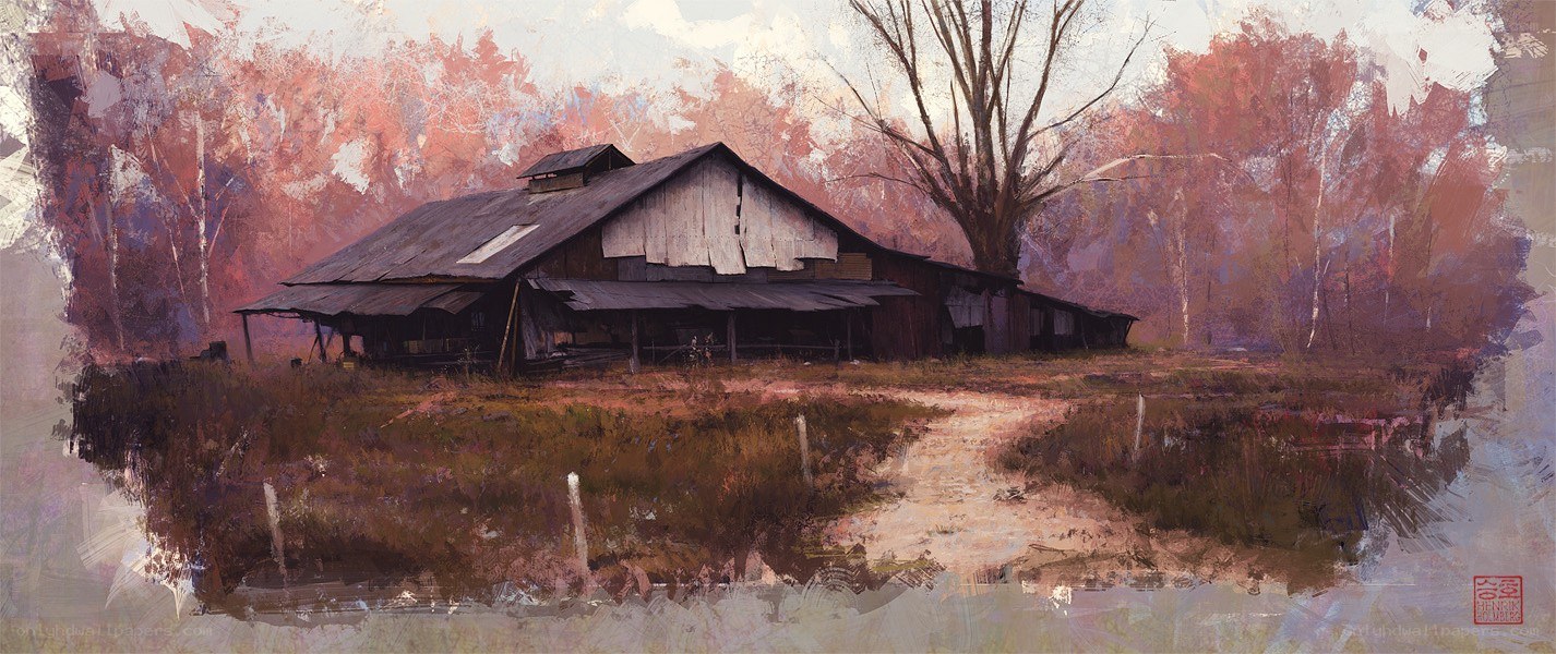 Abandoned barn in autumn