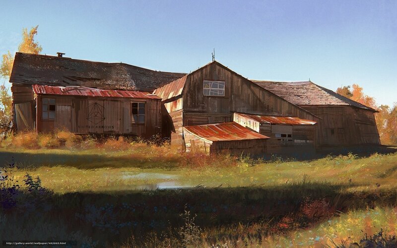 abandoned barn in autumn