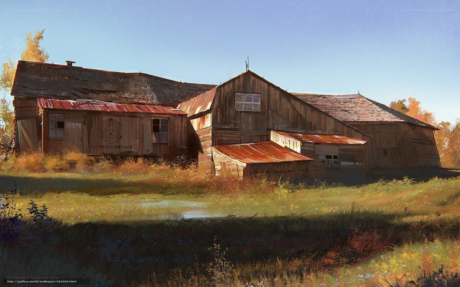 abandoned barn in autumn