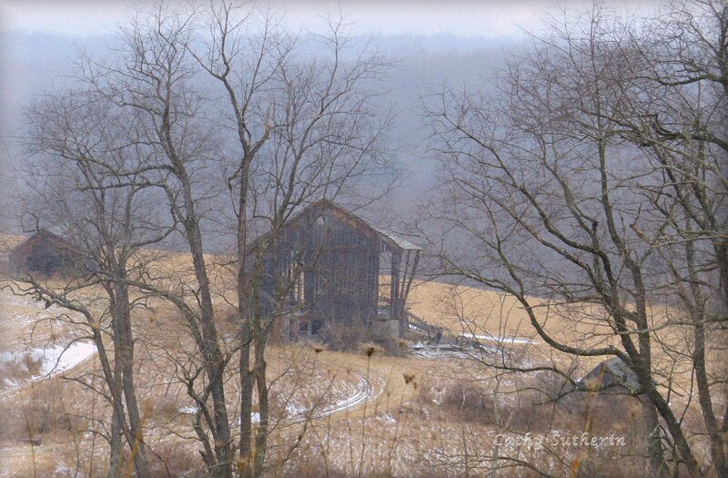Abandoned Barn in Field — Brown, Dreary