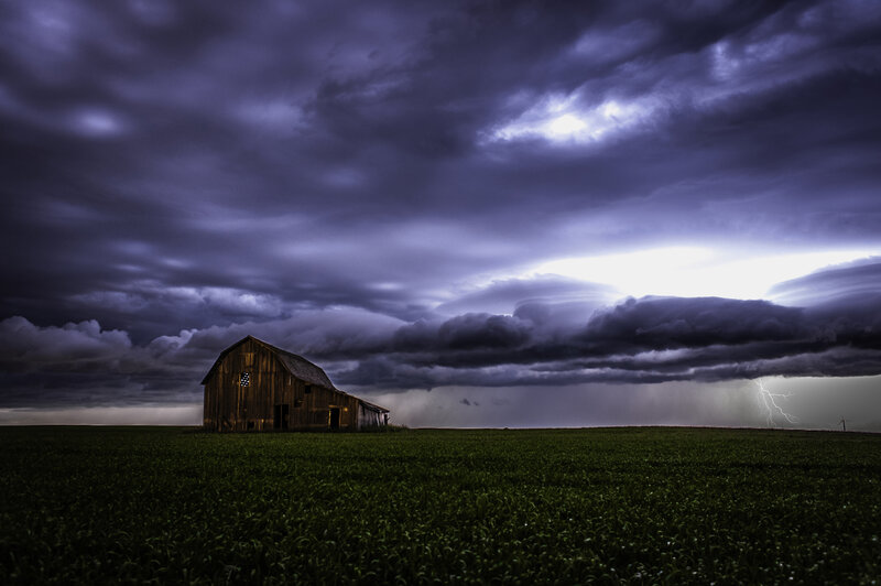Abandoned Barn in Field — Purple