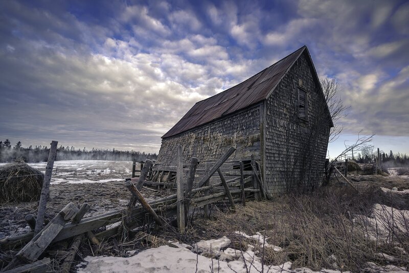 Abandoned Barn in Winter — Blue