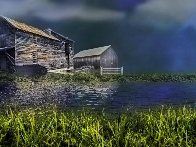 Abandoned Barns by Water