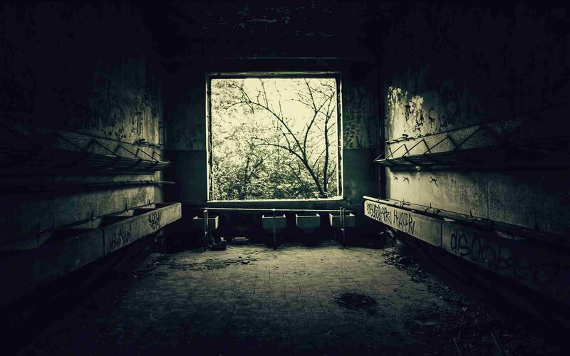 Abandoned Bathroom Interior — Black