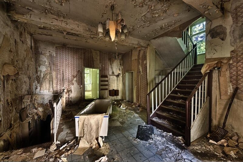 Abandoned Bathroom Interior — Brown