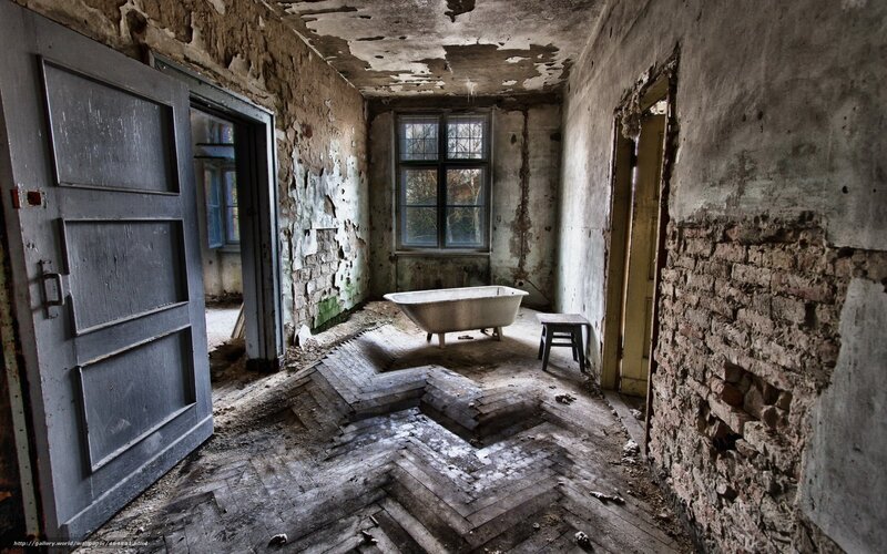 Abandoned Bathroom Interior — Gray