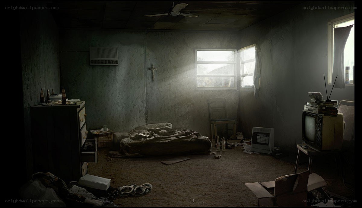 abandoned bedroom interior