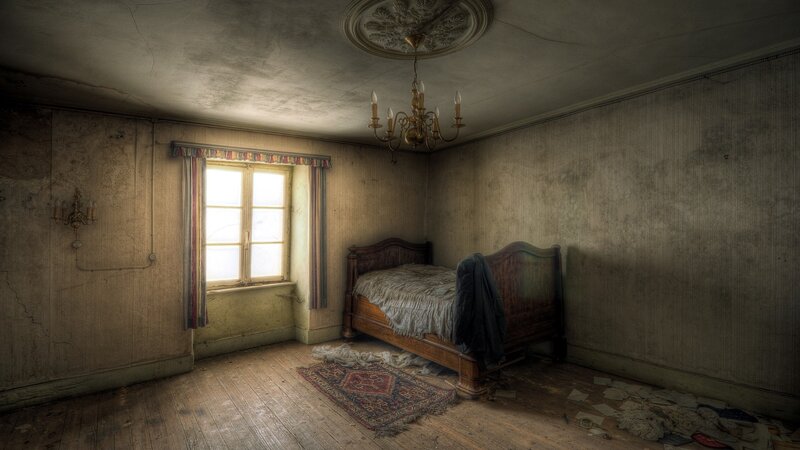 abandoned bedroom interior