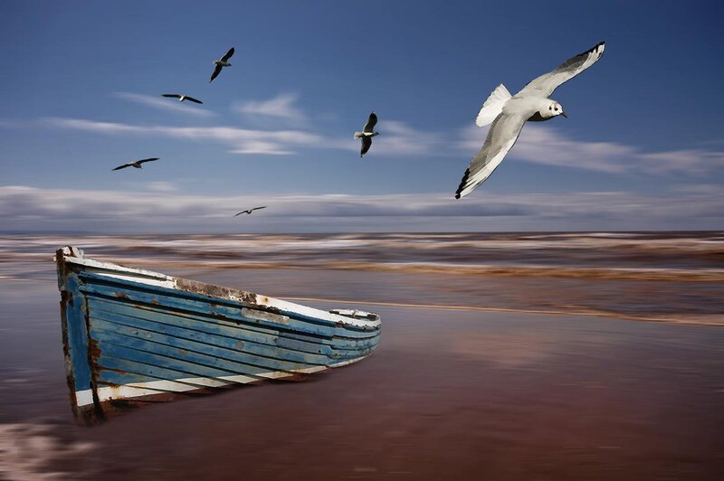 Abandoned Blue Boat