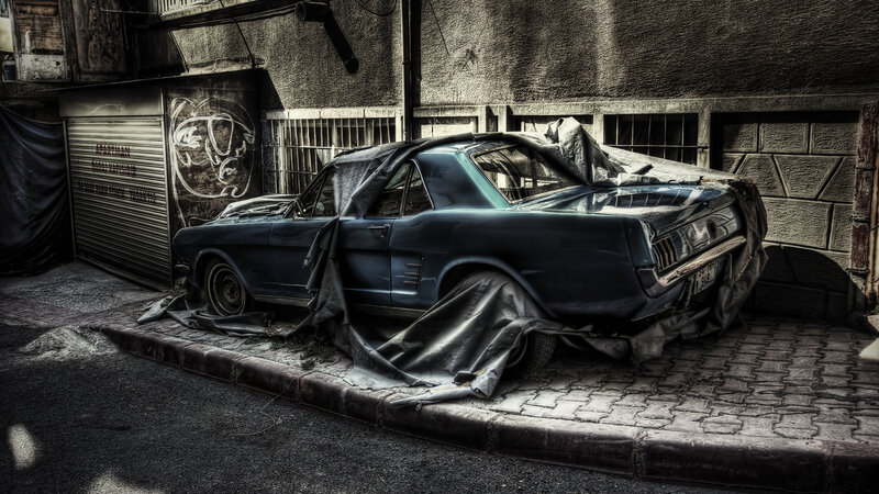 Abandoned Blue Car — Dramatic