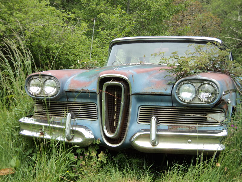 Abandoned Blue Car — Overgrown