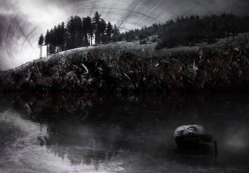 Abandoned boat in a surreal landscape