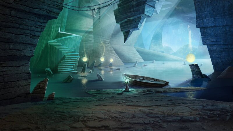 Abandoned Boat in Cave — Blue