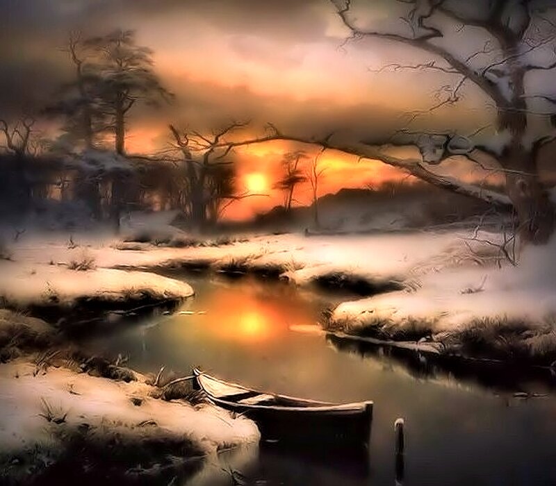 Abandoned Boat in River