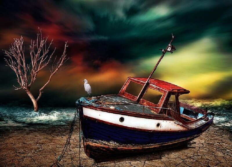 Abandoned Boat on Dry Land