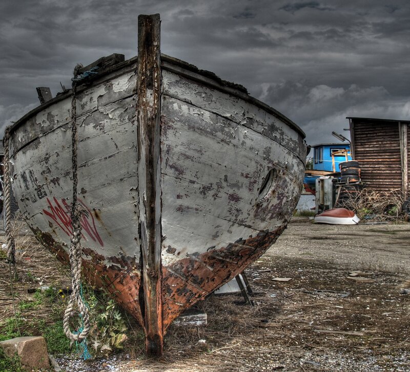 Abandoned Boat on Land