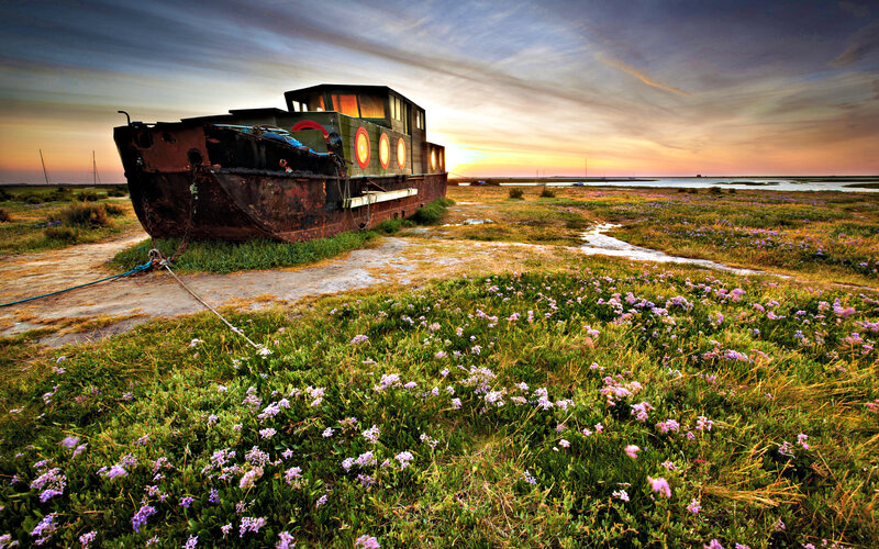 Abandoned Boat on Marsh