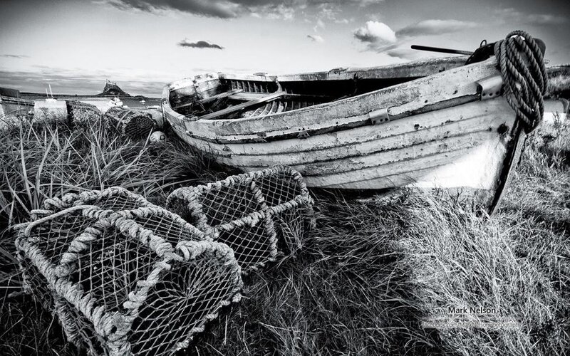 Abandoned Boat on Shore — Black, Dramatic
