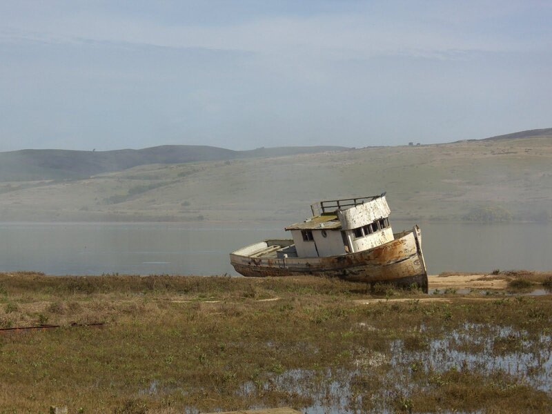 Abandoned Boat on Shore — Brown, Desolate