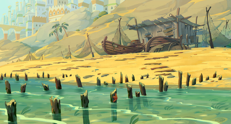 Abandoned Boats on Beach — Yellow