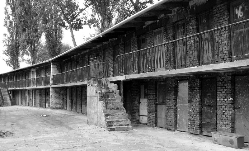 abandoned brick barracks