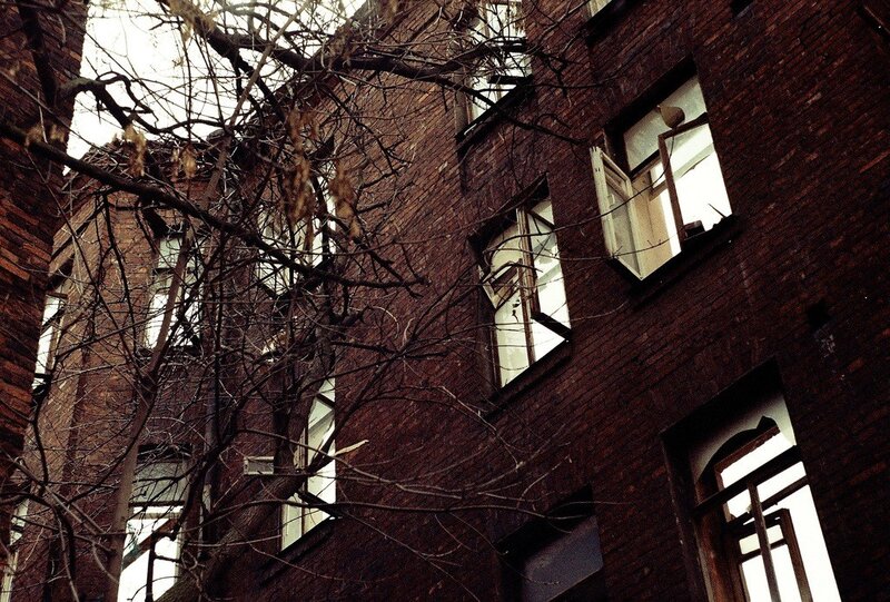abandoned brick building