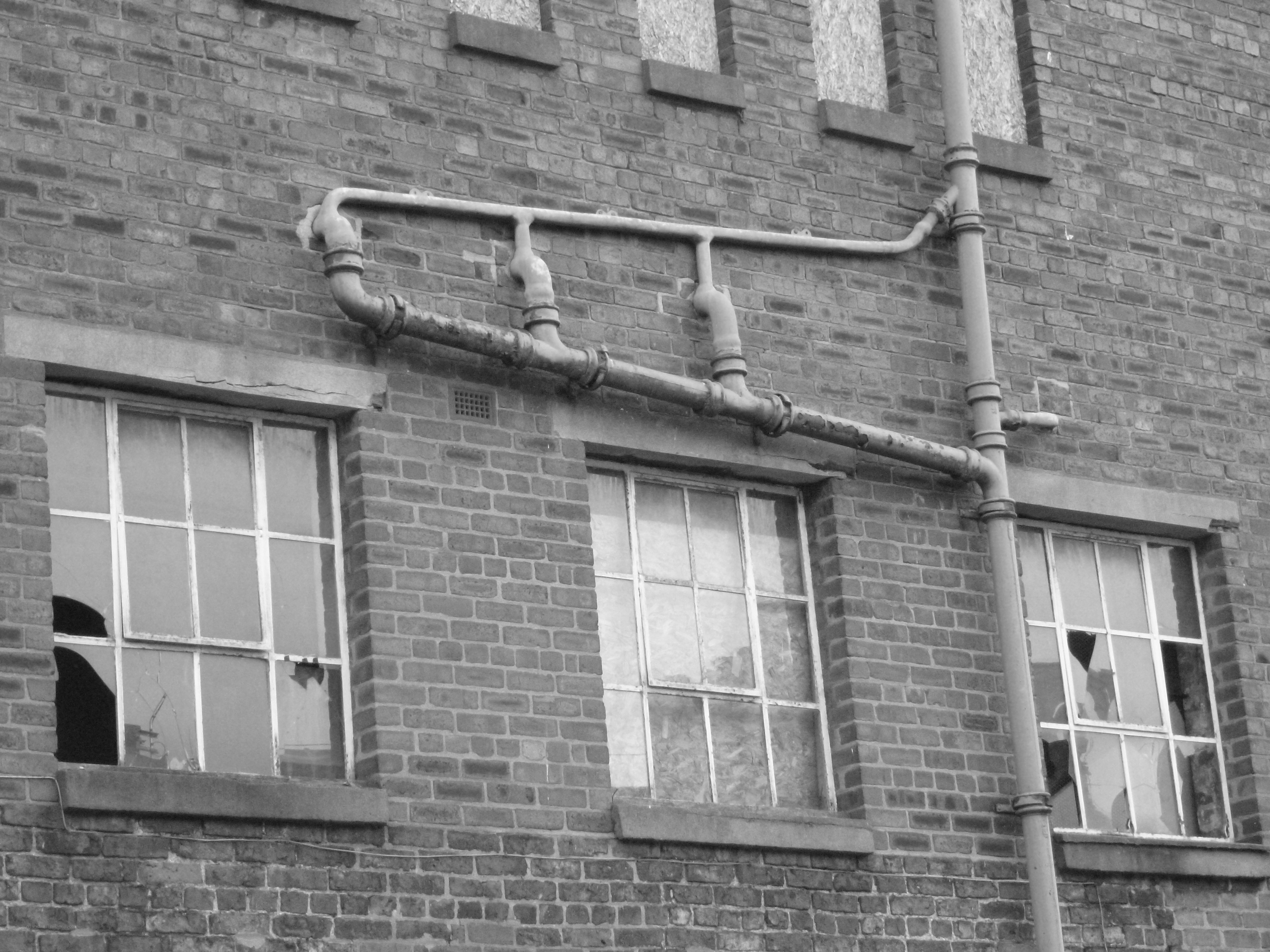 Abandoned brick building exterior