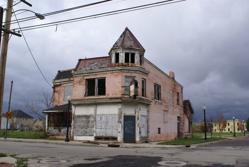 Abandoned Brick Building — Gray