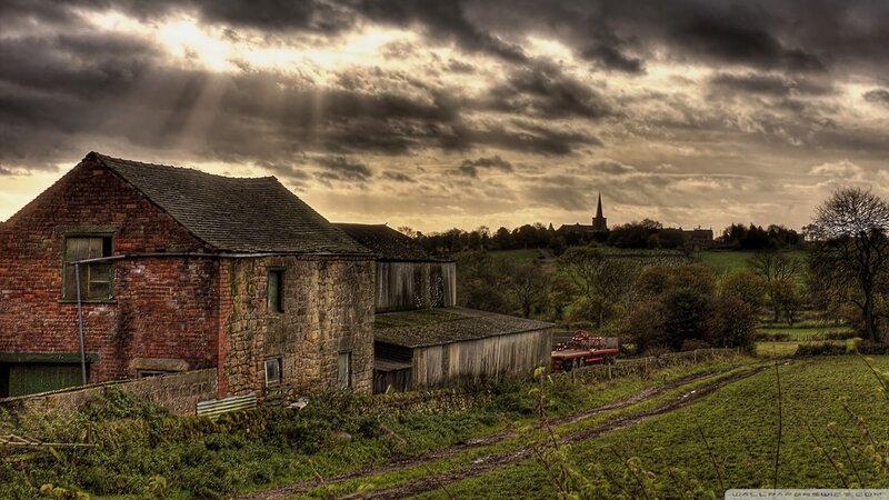 Abandoned Brick Building — Green, Dramatic