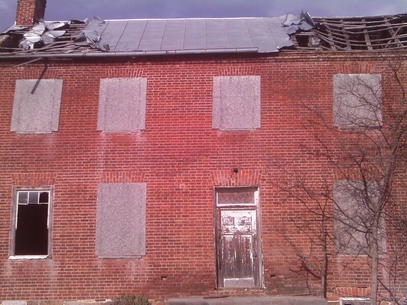 Abandoned Brick Building — Red, Dramatic, Autumn