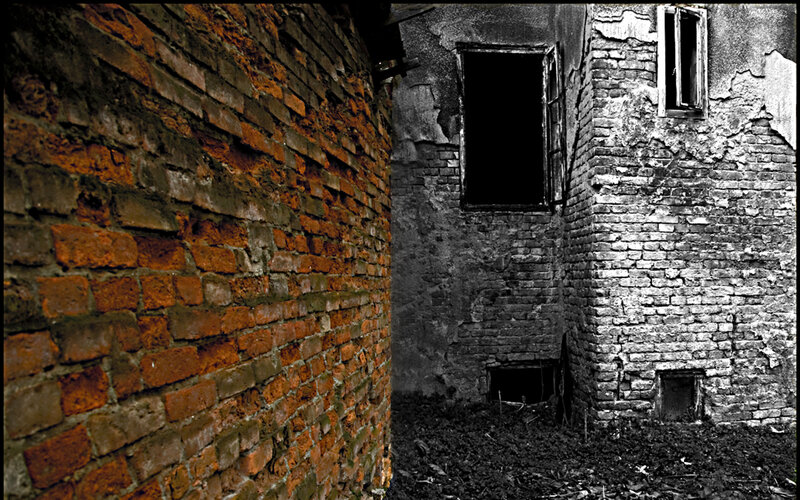 Abandoned Brick Building — Red, Dramatic