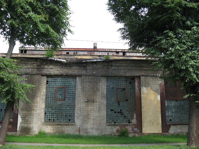 abandoned brick building with glass block windows
