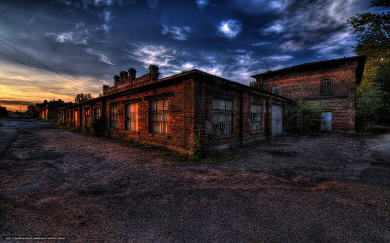 Abandoned Brick Buildings — Blue, Dramatic