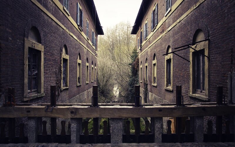 Abandoned Brick Buildings — Brown, Dramatic