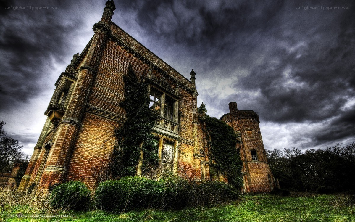 Abandoned brick manor house